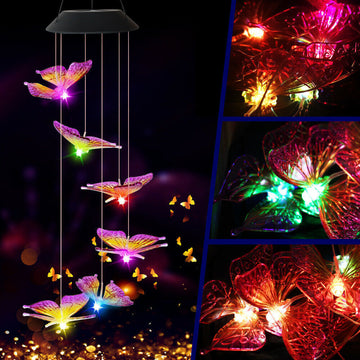 solar light garden Outdoor solar decorative light 6 pieces butterfly wind chimes