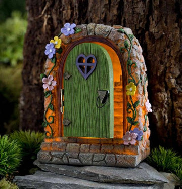 Fairy Garden Stone Gate Stairs Solar Courtyard Resin Decoration