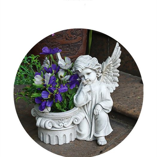 Angel Seashell Pot Plant planter Statue Ornament Home Decor 32cm