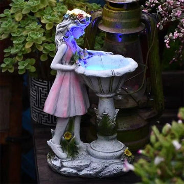 garden girl solar lamp resin decoration sculpture landscape garden