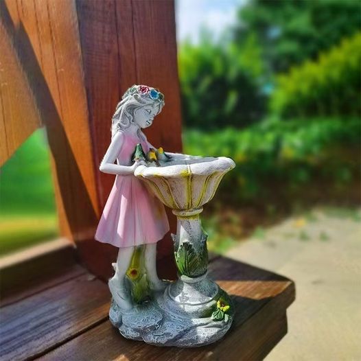 garden girl solar lamp resin decoration sculpture landscape garden