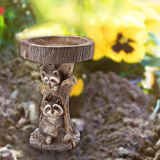 Raccoon Bird Bath Resin Bird Feeder Bowl