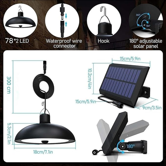 Solar Motion Sensor Pendant Light Dual with 4 Modes, Remote Control Solar Lights Outdoor/Indoor IP65 Waterproof,Auto On/Off