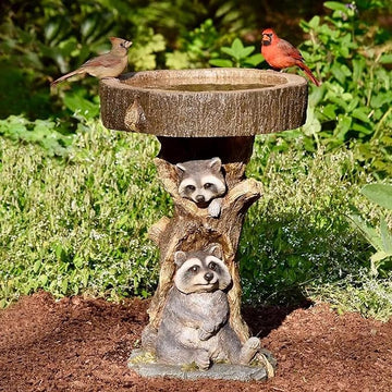 Raccoon Bird Bath Resin Bird Feeder Bowl