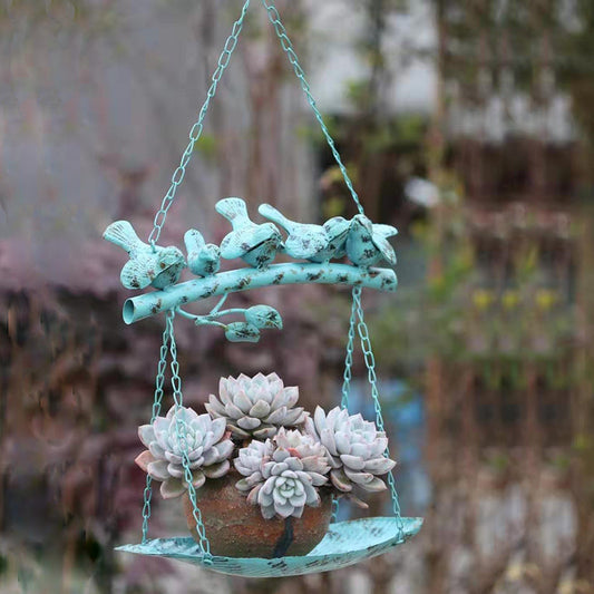 Metal Hanging bird Feeder with Hummingbird