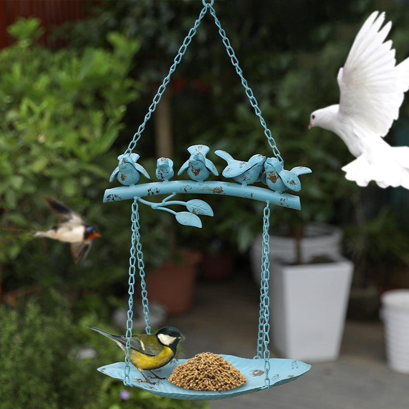 Metal Hanging bird Feeder with Hummingbird