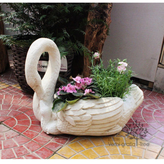 Swan Planter Pot Plant Garden Sculp