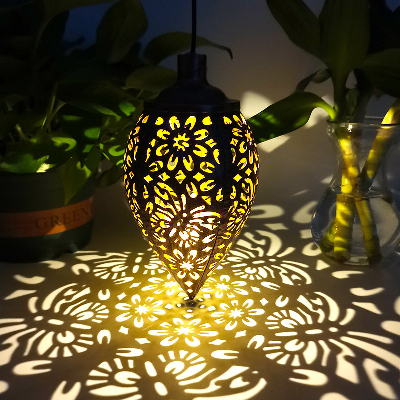 Solar iron courtyard pendant hollow tapered light