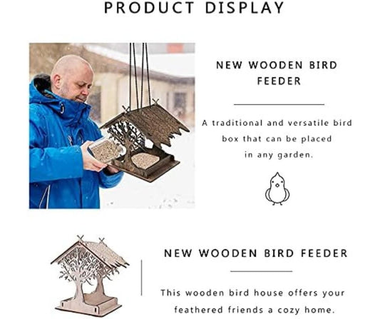 Bird Feeder Essentials Handmade Wooden Outdoor Ranch Patio Yard Tree Hanging