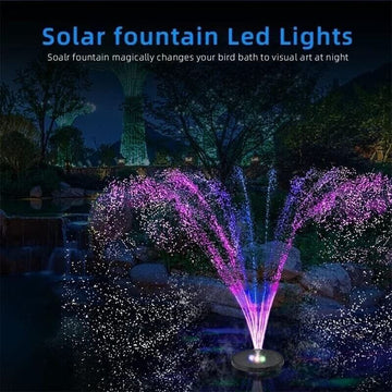 Bird Bath Floating Solar Fountain Water Pump with LED lights