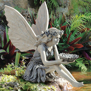 Garden Sitting Fairy Statue Ornament Resin Craft Landscaping Yard Figurine Decor