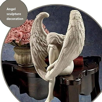 3D Sitting Angel Figurine Resin Angel Fairy Art Sculpture, Garden Landscape Ange