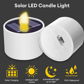 Solar Powered Candle Lamp Yellow Candles White Decor Wedding Flameless