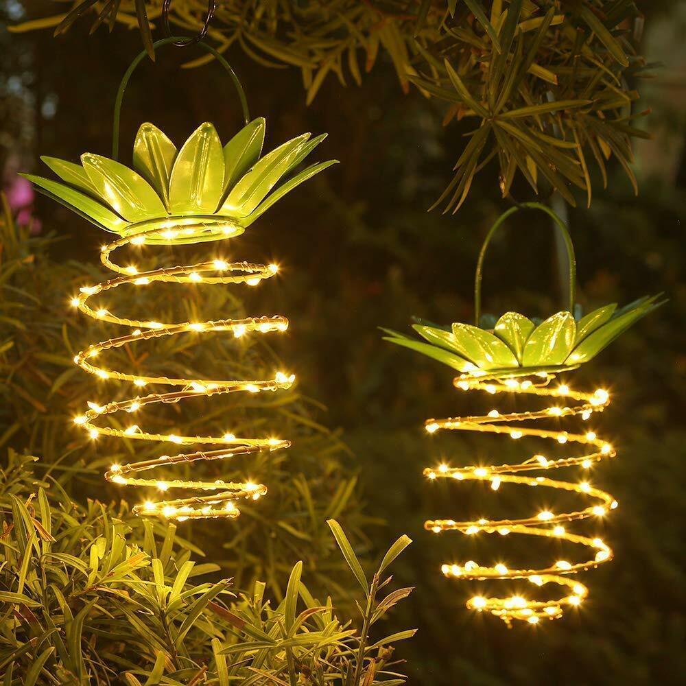 Solar Power Pineapple (2 pcs) Hanging 60 LED Lights Waterproof Garden Outdoor Decor AU